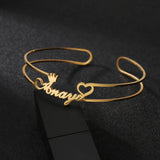 Acheerup Name Crown Bangles Stainless Steel Jewelry