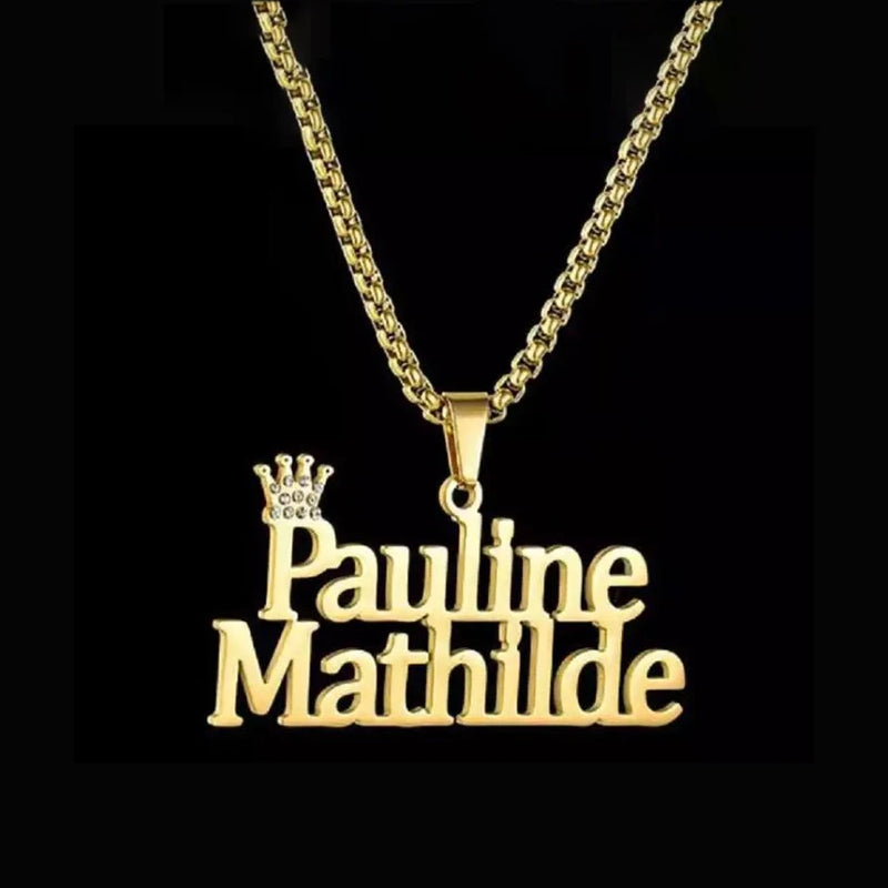Personalized Name Necklace for Women Zircon Crown Star Cuban Chain Pendant