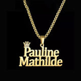 Personalized Name Necklace for Women Zircon Crown Star Cuban Chain Pendant