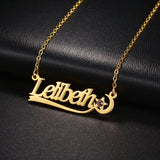 Customized Name Necklace for Women with Zircon Star Moon Pendant