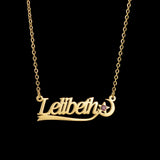 Customized Name Necklace for Women with Zircon Star Moon Pendant