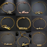 Acheerup Custom Name Stainless Steel Bracelet Heart Crown Cuban Chain