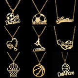 Acheerup Personalized Name Women Necklace Stainless Steel Football Pendant