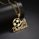 Acheerup Personalized Name Women Necklace Stainless Steel Football Pendant