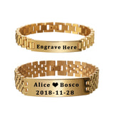 Customized Thick Stainless Steel Bracelet with Engraved Name and Date