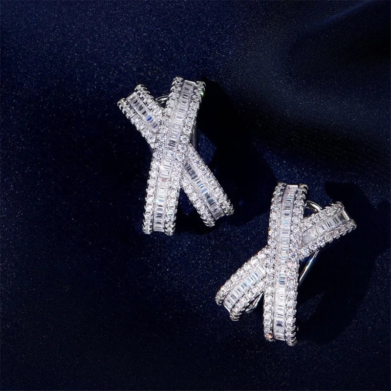 Lab Diamond Stud Earrings 925 Silver for Women
