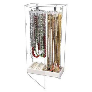 Acrylic 24 Hooks Necklace Display Stand Pendant Organizer Holder Box