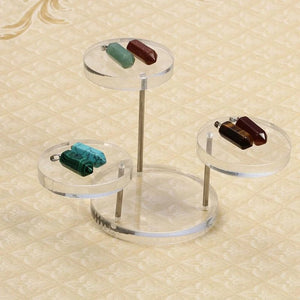 Acrylic 3 Round Small Jewelry Ring Display Stand