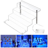 Acrylic 4 Tier Cupcake Riser Display Shelf LED Effect Large Collection Square