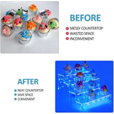 Acrylic 4 Tier Cupcake Riser Display Shelf LED Effect Large Collection Square