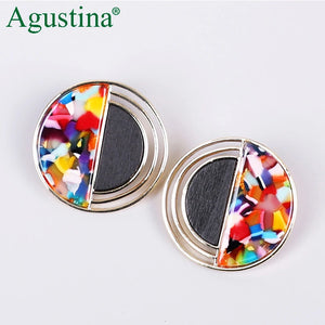 Bohemian Leopard Acrylic Earrings Statement Circular Jewelry