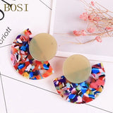 Bohemian Leopard Acrylic Earrings Statement Circular Jewelry
