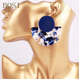 Bohemian Leopard Acrylic Earrings Statement Circular Jewelry