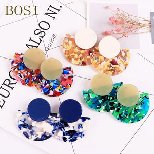 Bohemian Leopard Acrylic Earrings Statement Circular Jewelry