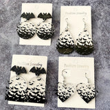 Acrylic Bat Drop Earrings 316 Steel Piercing Women Halloween Jewelry