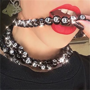 Acrylic 8 Ball Choker Dice Charm Necklace Hip Hop Jewelry