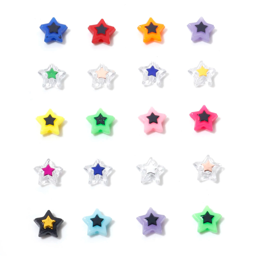300PCs Acrylic Beads Pentagram Star Spacer DIY Bracelet Making Jewelry Findings