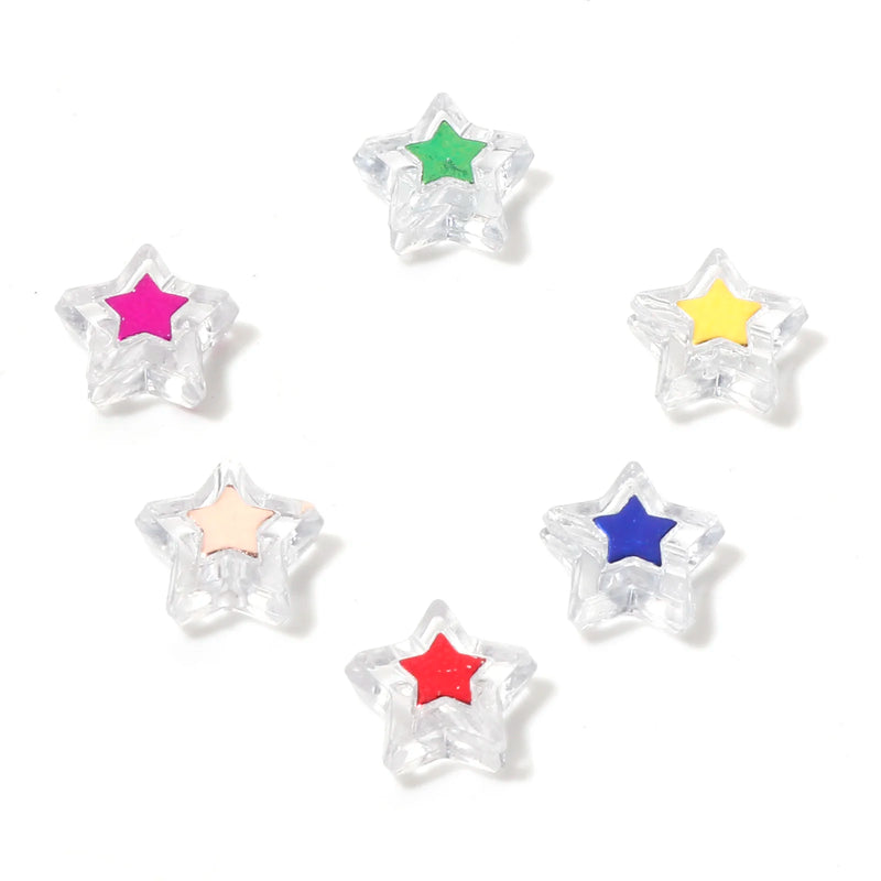 300PCs Acrylic Beads Pentagram Star Spacer DIY Bracelet Making Jewelry Findings