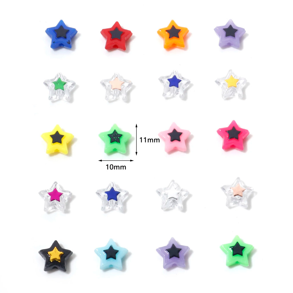 300PCs Acrylic Beads Pentagram Star Spacer DIY Bracelet Making Jewelry Findings