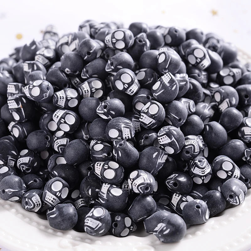 Acrylic Skull Loose Beads DIY Jewelry Making Halloween Bracelet Necklace