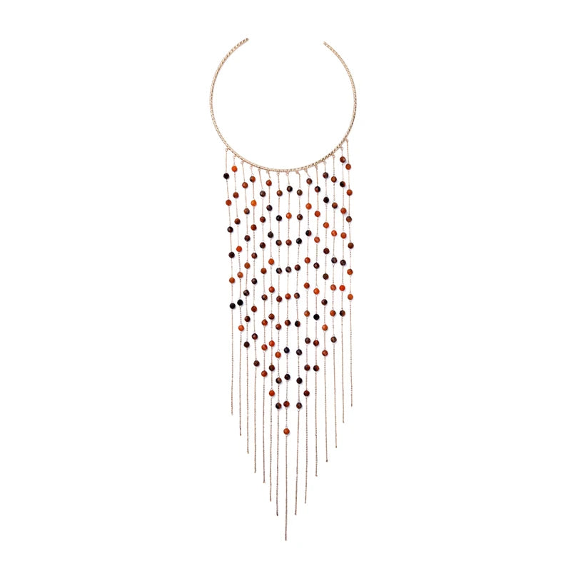 Acrylic Beads Fringe Torque Necklace for Women