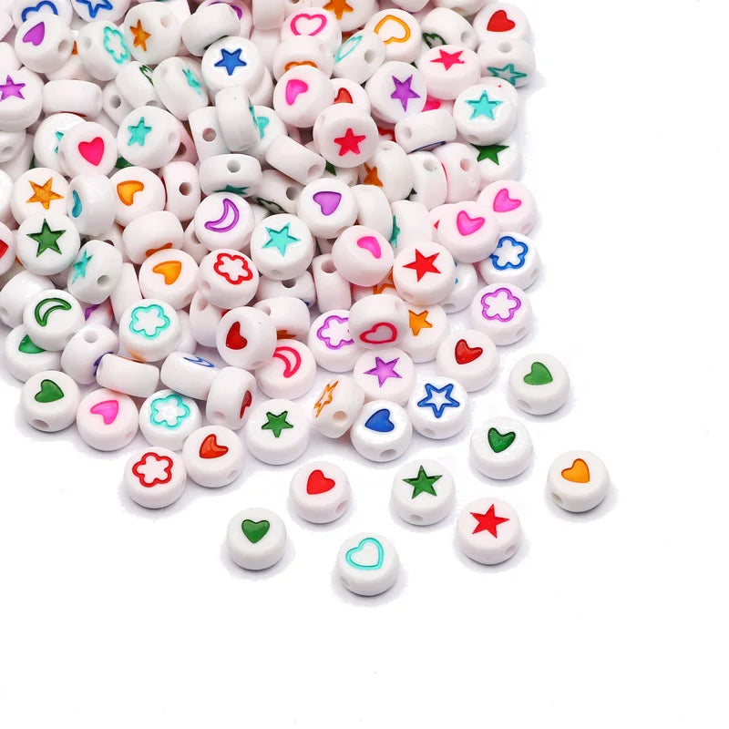 Acrylic Beads Mixed Color Round Flat 4x7mm 100pcs Loose Beads for Jewelry Making