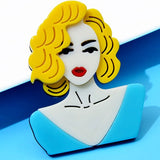Acrylic Blond Hair Girl Brooch Pin Women Jewelry Wedding Accessories