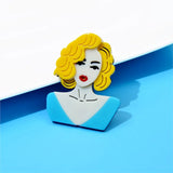 Acrylic Blond Hair Girl Brooch Pin Women Jewelry Wedding Accessories