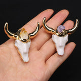 Bull Head Pendant Citrines Amethysts Charm DIY Necklace Earring