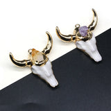 Bull Head Pendant Citrines Amethysts Charm DIY Necklace Earring