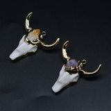 Bull Head Pendant Citrines Amethysts Charm DIY Necklace Earring