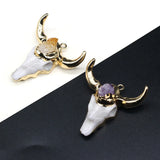 Bull Head Pendant Citrines Amethysts Charm DIY Necklace Earring