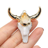 Bull Head Pendant Citrines Amethysts Charm DIY Necklace Earring