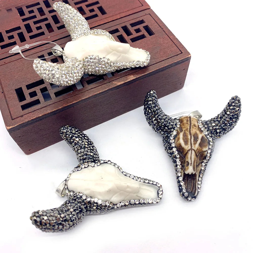 Vintage Bull Head Pendant for Craft Jewelry Making