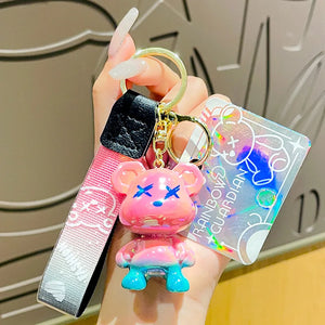 Acrylic Cartoon Bear Key Chain Women Bag Pendant Mobile Phone Car Keychain