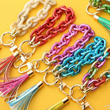 Colorful Tassel Wristlet Keychain Bracelet