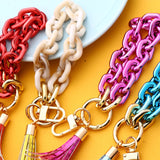Colorful Tassel Wristlet Keychain Bracelet