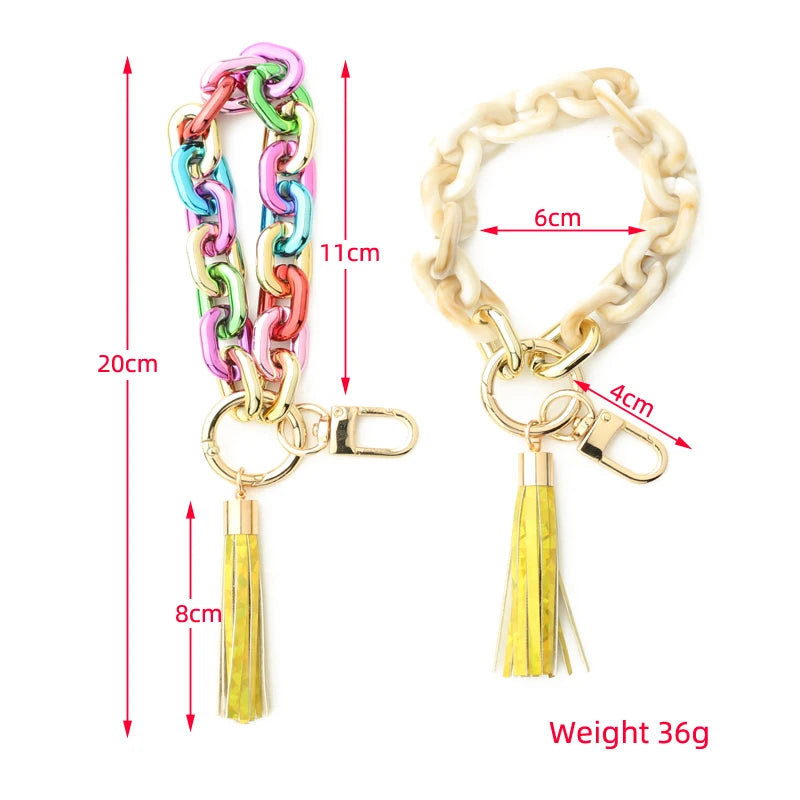 Colorful Tassel Wristlet Keychain Bracelet
