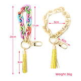 Colorful Tassel Wristlet Keychain Bracelet