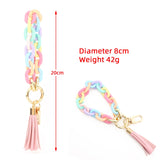 Acrylic Chain Keychain Colorful Tassel Wristlet Bracelet Keyring