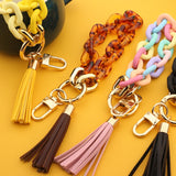 Acrylic Chain Keychain Colorful Tassel Wristlet Bracelet Keyring