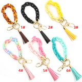 Acrylic Chain Keychain Colorful Tassel Wristlet Bracelet Keyring
