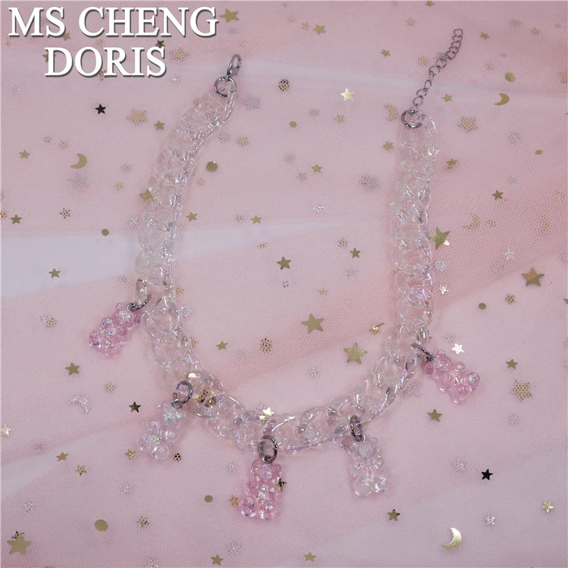 Acrylic Chain Necklace Bohemian Summer Plastic Clear Chain Collar Necklaces