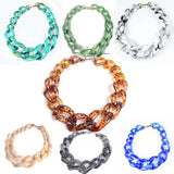 Acrylic Chunky Chain Choker Necklace Statement Vintage Resin Pendants