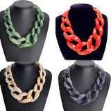 Acrylic Chunky Chain Choker Necklace Statement Vintage Resin Pendants
