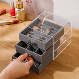 Acrylic Clear Rings Earrings Display Stand Jewelry Organizer Storage Case