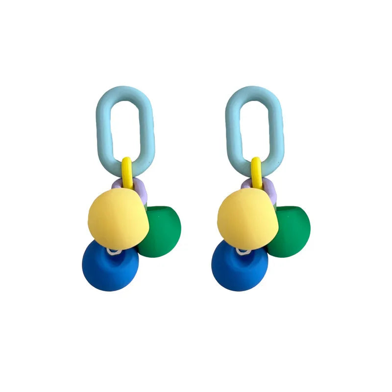Acrylic Colorful Ball Earrings Sweet Candy Contrast Stud Earrings