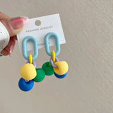 Acrylic Colorful Ball Earrings Sweet Candy Contrast Stud Earrings
