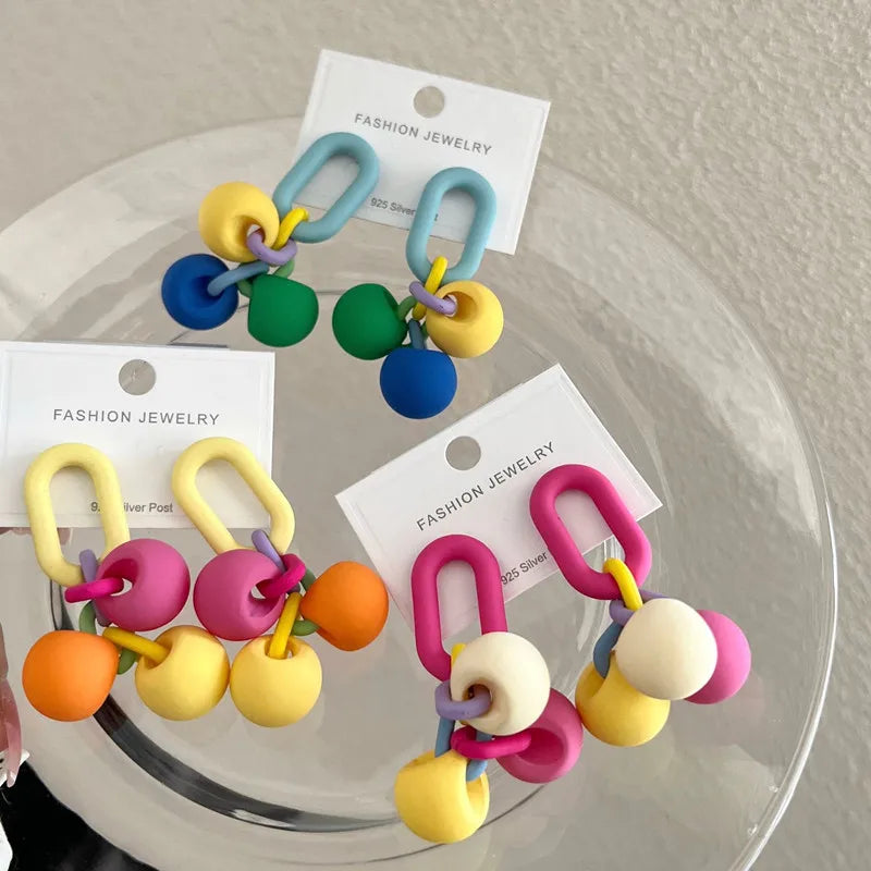 Acrylic Colorful Ball Earrings Sweet Candy Contrast Stud Earrings
