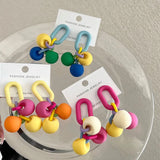 Acrylic Colorful Ball Earrings Sweet Candy Contrast Stud Earrings